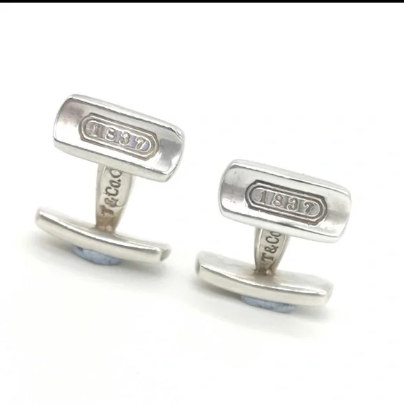TIFFANY & CO 1837 STERLING SILVER BAR CUFF LINKS-RARE! EUC! AUTHENTIC